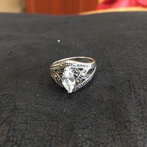 Sterling Marcasite and White Topaz Ring
